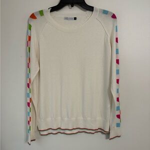 Zaket & Plover Sweater with Colorful design sleeves Size Medium NWOT silk blend